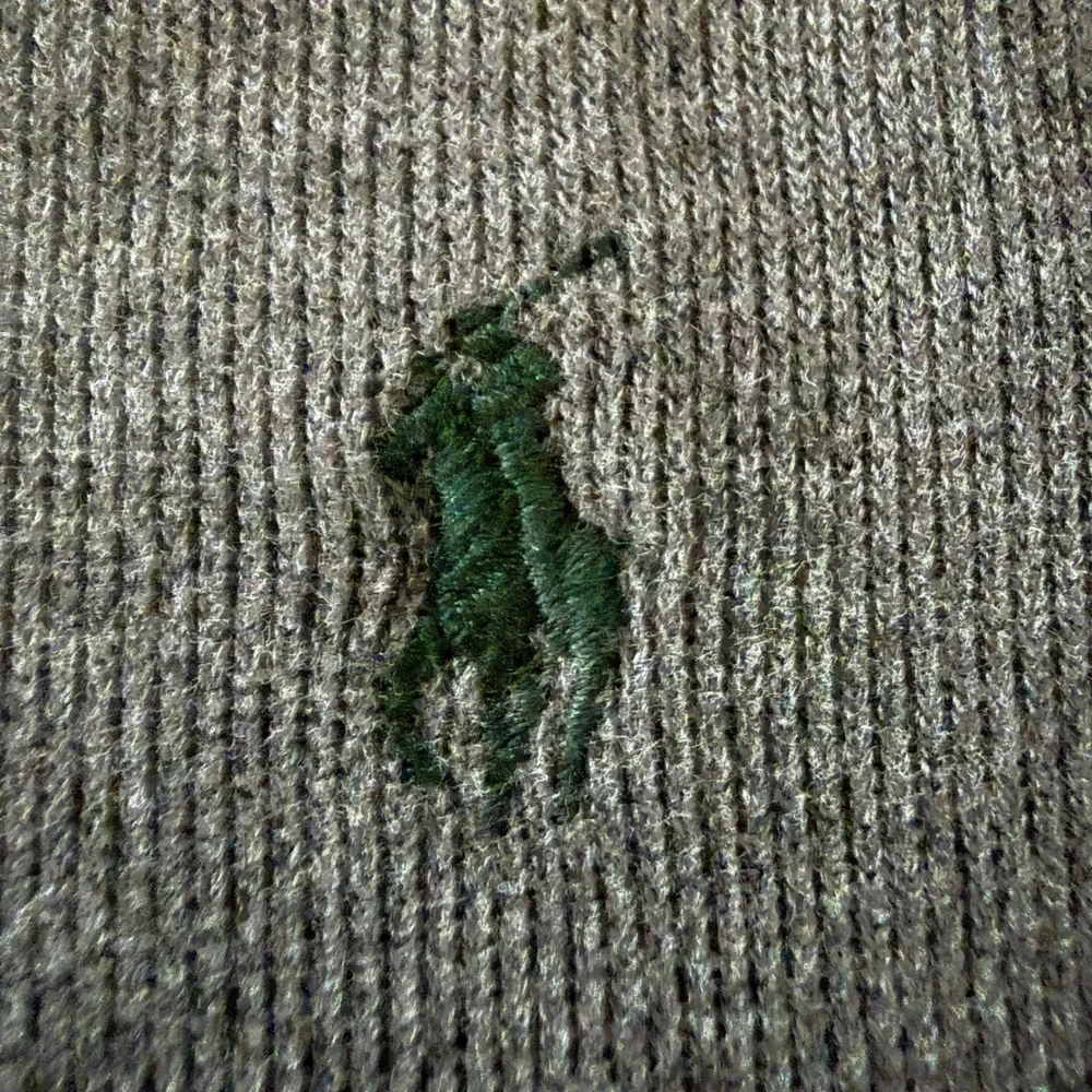 Polo Ralph Lauren Quarter Zip Pullover Sweater Size Large Gray Green Pony